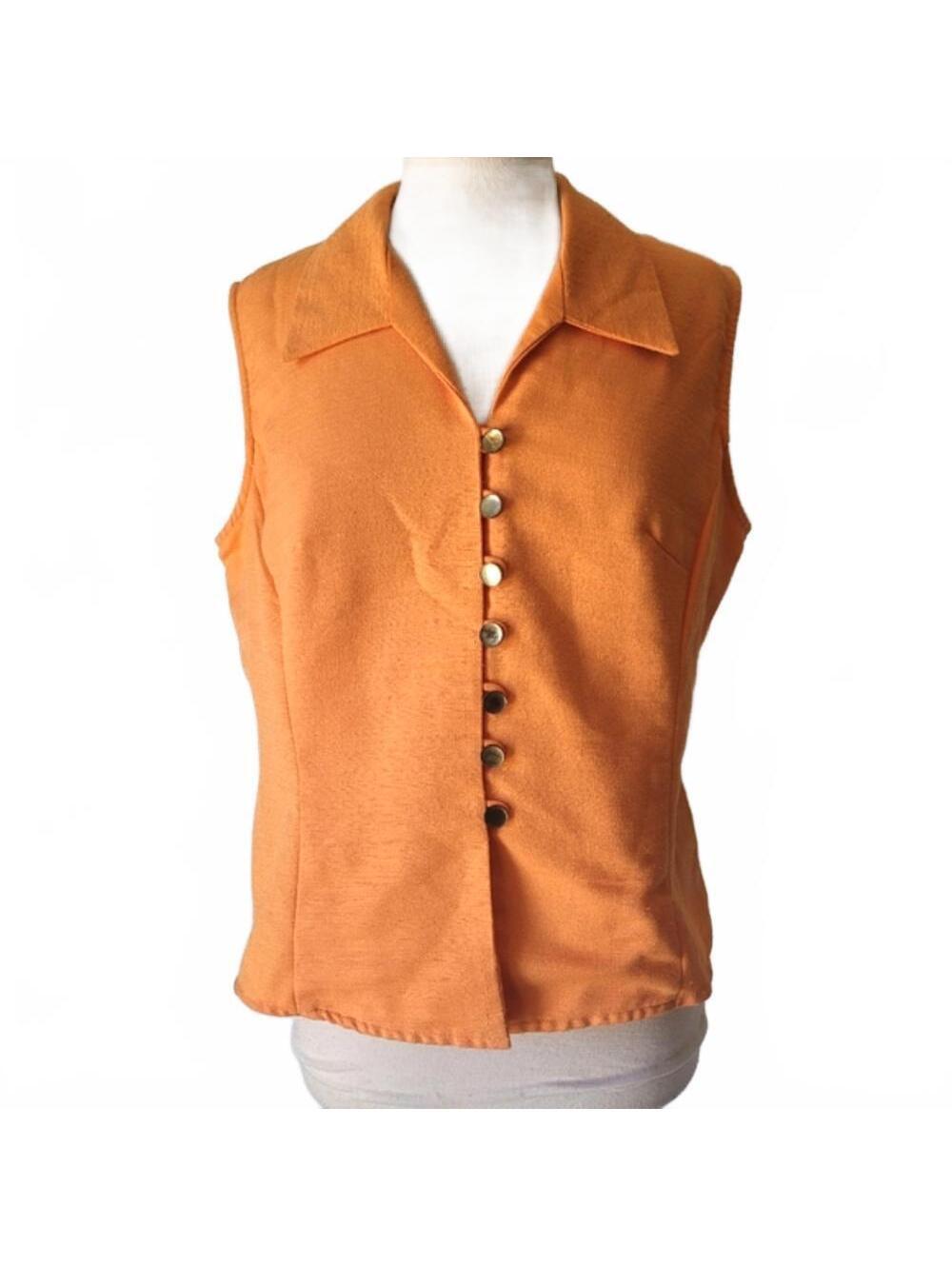 Kathie Lee Collection Orange Sleeveless Button Down Top Size 12